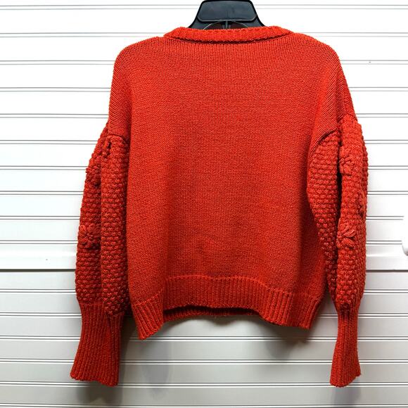 Caligraphie Orange Multi Textured Knit Sweater Size L - Picture 2 of 11